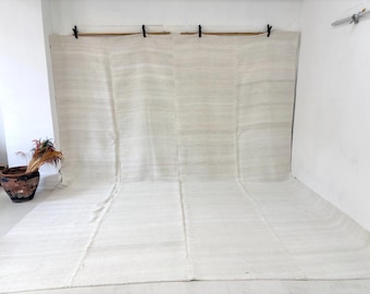 Vintage Hemp Jute Rug, Oversized Boho Neutral Area Rug, 10x12 ft