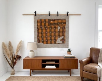 Tappeto vintage turco in lana da parete: arazzo fatto a mano (104x110 cm)