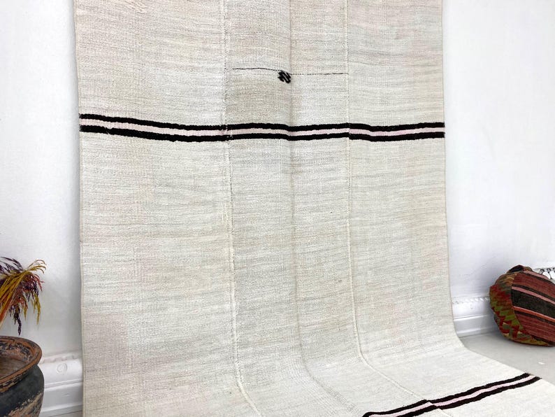 Large Natural Hemp Rug 5x8, Organic Jute Area Rug, 5'2x8'2 ft image 7