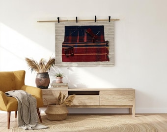 Arazzo da parete in lana fatto a mano: arte tessile boho (3'4x4'5 piedi)