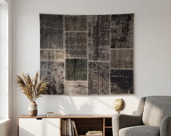 Arazzo da parete in lana tessuto a mano: decorazione turca vintage