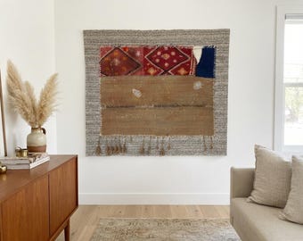 Vintage Anatolian Wall Tapestry Rug: Wall Art, (3’5x4'2 ft)