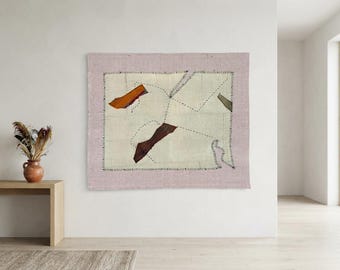 Handmade Anatolian Wall Hanging, Wall Tapestry, Woven Art Decor, 3'5x4'2 ft