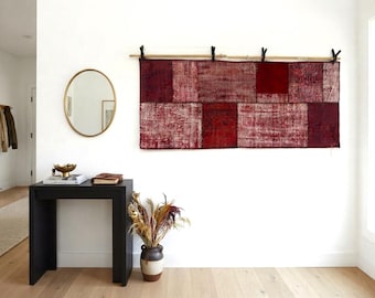 Handgjord vägghängande matta i vintagestil: Textil väggkonst (75x180 cm)
