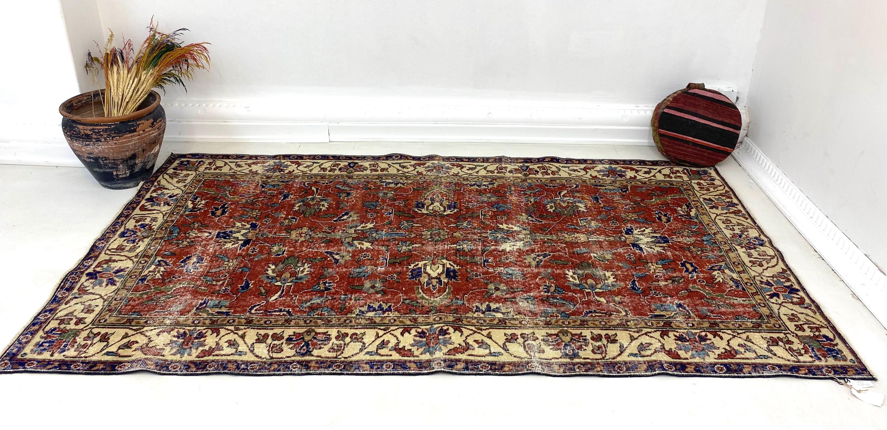 ハンドメイドヴィンテージウールラグ：ヴィンテージトルコボヘミアン