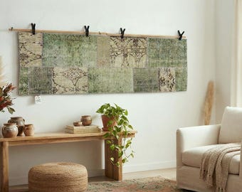 Handgjord väggbonad i ull: Vävd gobeläng (60x210 cm)