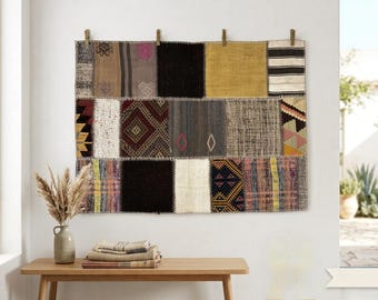 Vintage Turkish Wall Art Rug: Handmade Tapestry, (3'2"x4'5")