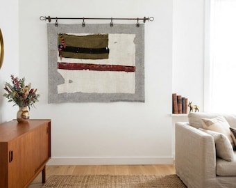 Alfombra de pared vintage hecha a mano: Alfombra decorativa de pared, (3'3 x 4'2 pies)