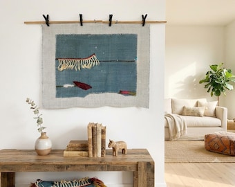 Handmade Wall Hanging Rug: Woven Tapestry (3'3x4'4 ft)