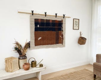 Vintage Hand-Woven Wool Wall Hanging, Anatolian Textile Art (3'4x4'2 ft)