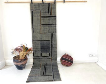 Vintage Jute Runner Rug: 2'4x9'0 ft, Handmade Hemp Hallway Rug