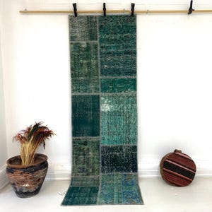 Vintage Runner Rug, Patchwork Wool Rug, Boho Hallway Runner, Turkish Anatolian Rug, Long Kitchen Rug, 2'4x7'6 Soft Floor Decor