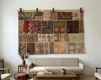 Large Vintage Kilim Wall Hanging, Woven Tapestry, (4'0x6'2 ft)