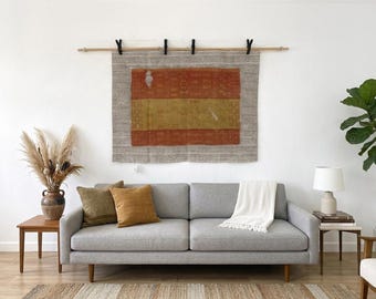 Vintage Anatolian Wool Tapestry Rug: Wall Art (3’4x4'6 ft)