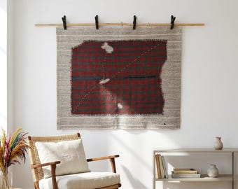 Tappeto vintage turco in lana da parete: arazzo fatto a mano (104 x 130 cm)