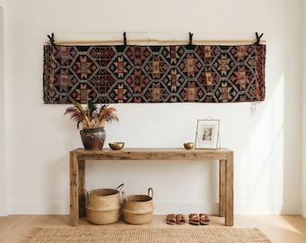 Vintage Anatolian Wall Tapestry Rug: Wall Art, (2’0x8'1 ft)