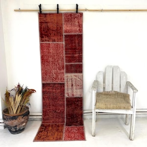 Vintage Patchwork Runner Rug, 2’3x7&#39;9 ft, Handstitch Rug, Decorative Rug, Turkish Rug, Handmade Rug, Hallway Rug, Vintage Rug, 242x73 cm
