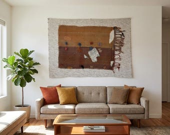 Vintage Anatolian Wool Tapestry Rug: Wall Art Rug, (3'1x4'4 ft)