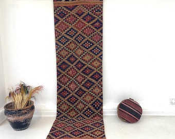 Vintage Wool Runner Rug, Handwoven Anatolian Hallway Runner, Long Entryway Carpet, (2’4x8’3 ft)
