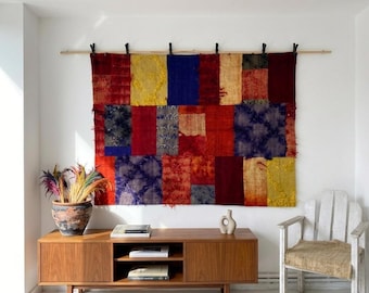 Vintage Wool Tapestry Wall Hanging, Boho Living Room Art (4'8x6'3 ft)