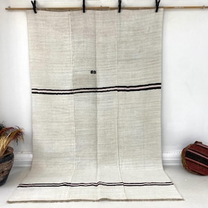 Large Natural Hemp Rug 5x8, Organic Jute Area Rug, 5'2x8'2 ft image 1