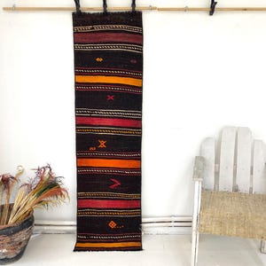 Vintage Turkish Runner Rug: Wool & Goat Hair, 1&#39;8x6&#39;4 ft
