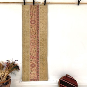 Vintage Patchwork Kilim Runner Rug: Handmade Wool & Cotton Hallway Rug, (1’9x5’5 ft)