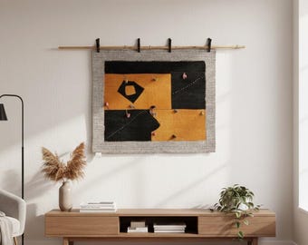 Handmade Wool Wall Hanging: Boho Textile Art (3'4x4'2 ft)