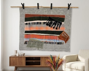 Handwoven Vintage Wall Hanging: Woven Wall Art, (3’4x4’1 ft)
