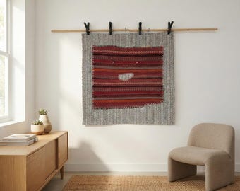 Handvävd vintagetapet: Väggdekoration, (90x90 cm)