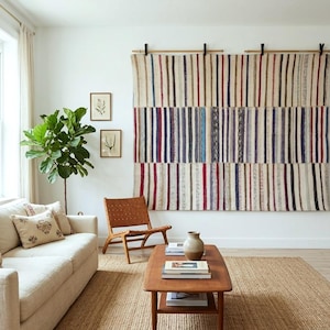 Vintage türkische Wand Kunst Teppich: Handgemachter gewebter Wandteppich, (6'4x8'5 ft)