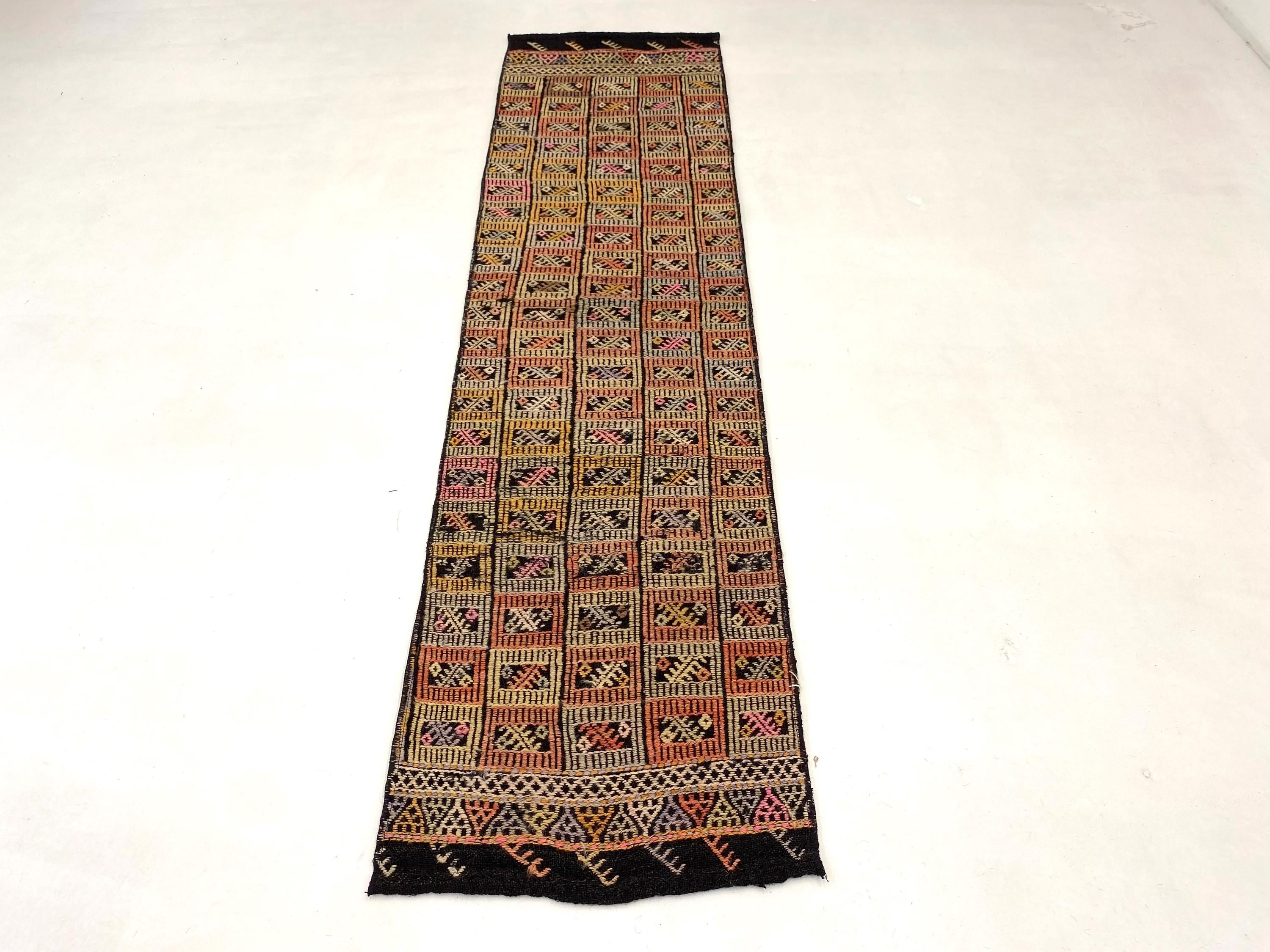 ヴィンテージキリムランナーラグ：2 x 7フィート、トルコウールの廊下
