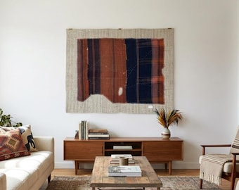 Vintage-Wandteppich aus türkischer Wolle: Handgefertigter Wandteppich (99 x 125 cm)