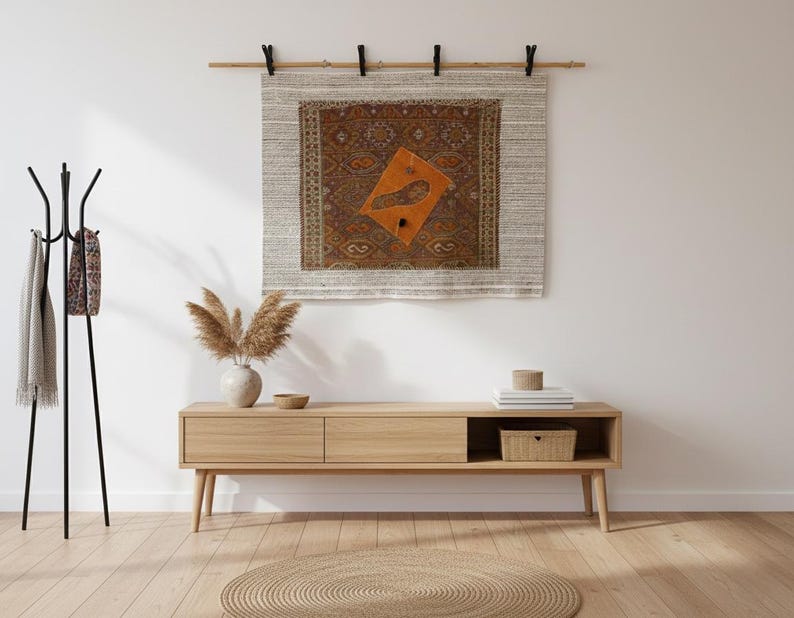 Vintage Handwoven Wool Wall Hanging Rug: Woven Tapestry (3'4x4'4 Ft) - Etsy