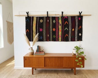 Handmade Vintage Wall Hanging: Boho Textile Art, (2'0x4'8 ft)