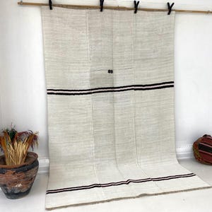 Large Natural Hemp Rug 5x8, Organic Jute Area Rug, 5'2x8'2 ft image 5