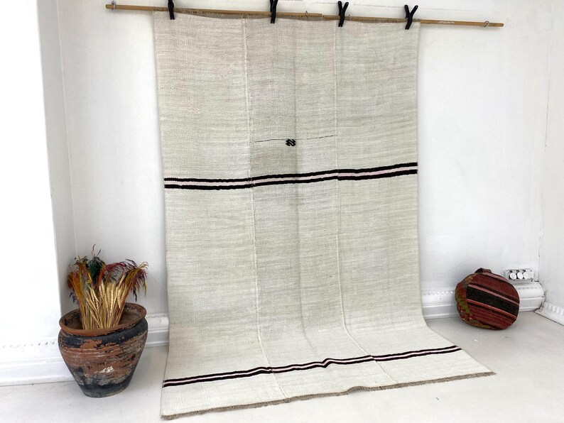 Large Natural Hemp Rug 5x8, Organic Jute Area Rug, 5'2x8'2 ft image 5