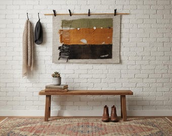 Tappeto vintage in lana anatolica: decorazione murale (1,04 x 1,47 m)