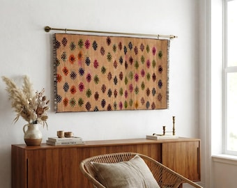 Vintage vägghängande matta, bohemisk vävd gobeläng, väggkonst, 60x90 cm