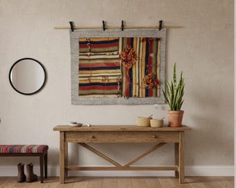 Tappeto vintage in lana anatolica: decorazione murale (1,04 x 1,33 m)