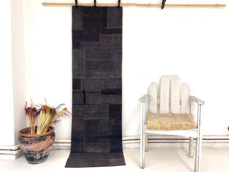 Vintage Hemp Patchwork Runner Rug, Rustic Jute Hallway Carpet (2x7 Ft ...