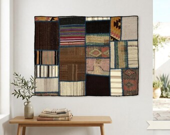 Handmade Woven Wall Tapestry, Wool Textile Art (3'3x4'5 ft)