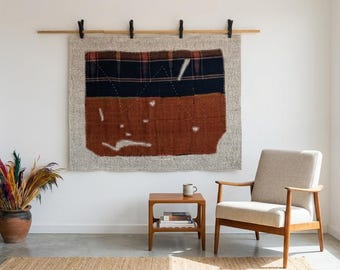 Vintage Handmade Wall Hanging Rug: Wall Art Rug, (3’4x4'3 ft)