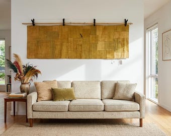 Arazzo da parete in juta fatto a mano: arte tessile boho (64x196 cm)