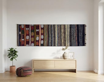 Tapiz de pared hecho a mano: Arte textil bohemio, (1'9 x 6'9 pies)