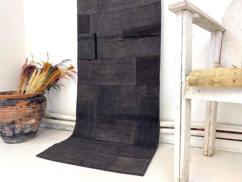Vintage Hemp Patchwork Runner Rug, Rustic Jute Hallway Carpet (2x7 Ft ...