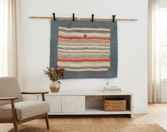 Large Vintage Wall Hanging Rug, Woven Tapestry, (3'5x4'3 ft)