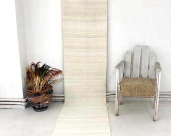 Vintage Hemp Jute Runner Rug, Long Narrow Hallway, Boho Farmhouse Decor