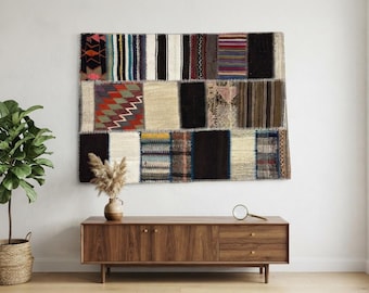 Handmade Tapestry Wall Hanging: Boho Textile Art, (3'3x4'6 ft)