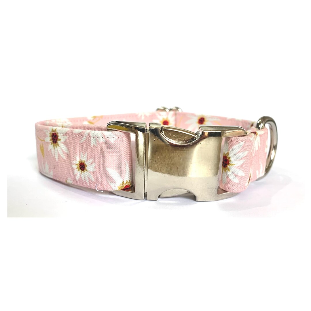 Pink Daisy Dog Collar Gift for Girl, Floral Summer Dog Collar, New